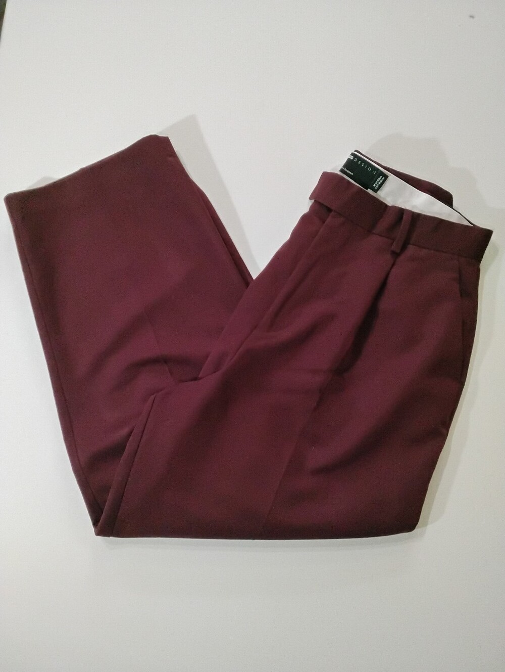 Asos Design High‎ Waist Wide Leg Trouser Womens 32x32 Maroon Pleated Academia